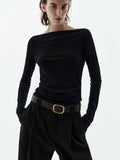 Off-shoulder Wool Blouse