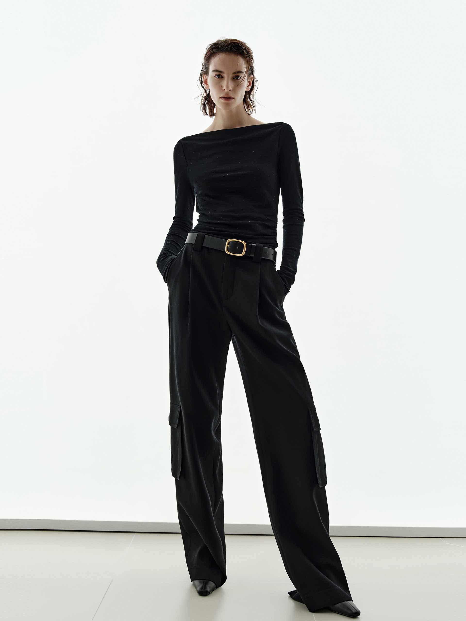 Off-shoulder Wool Blouse