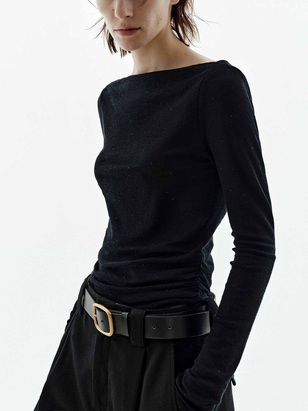 Off-shoulder Wool Blouse