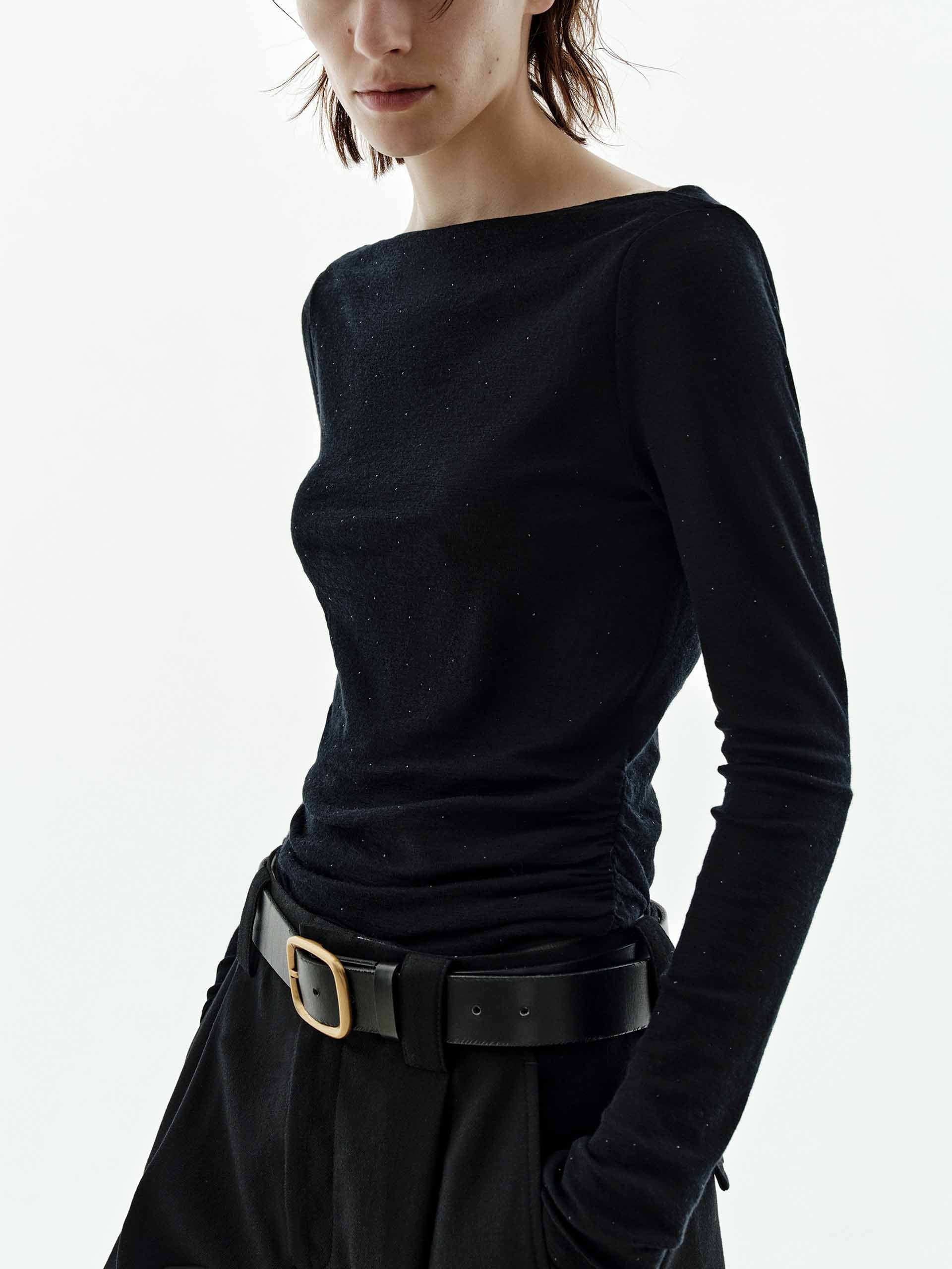 Off-shoulder Wool Blouse