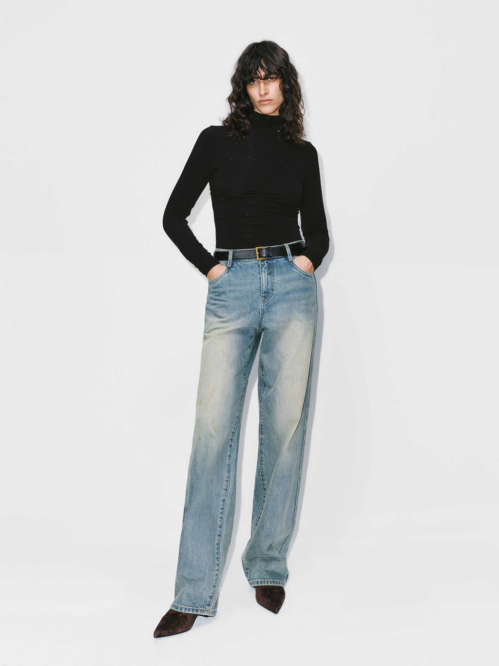 Turtleneck Rhinestone Blouse