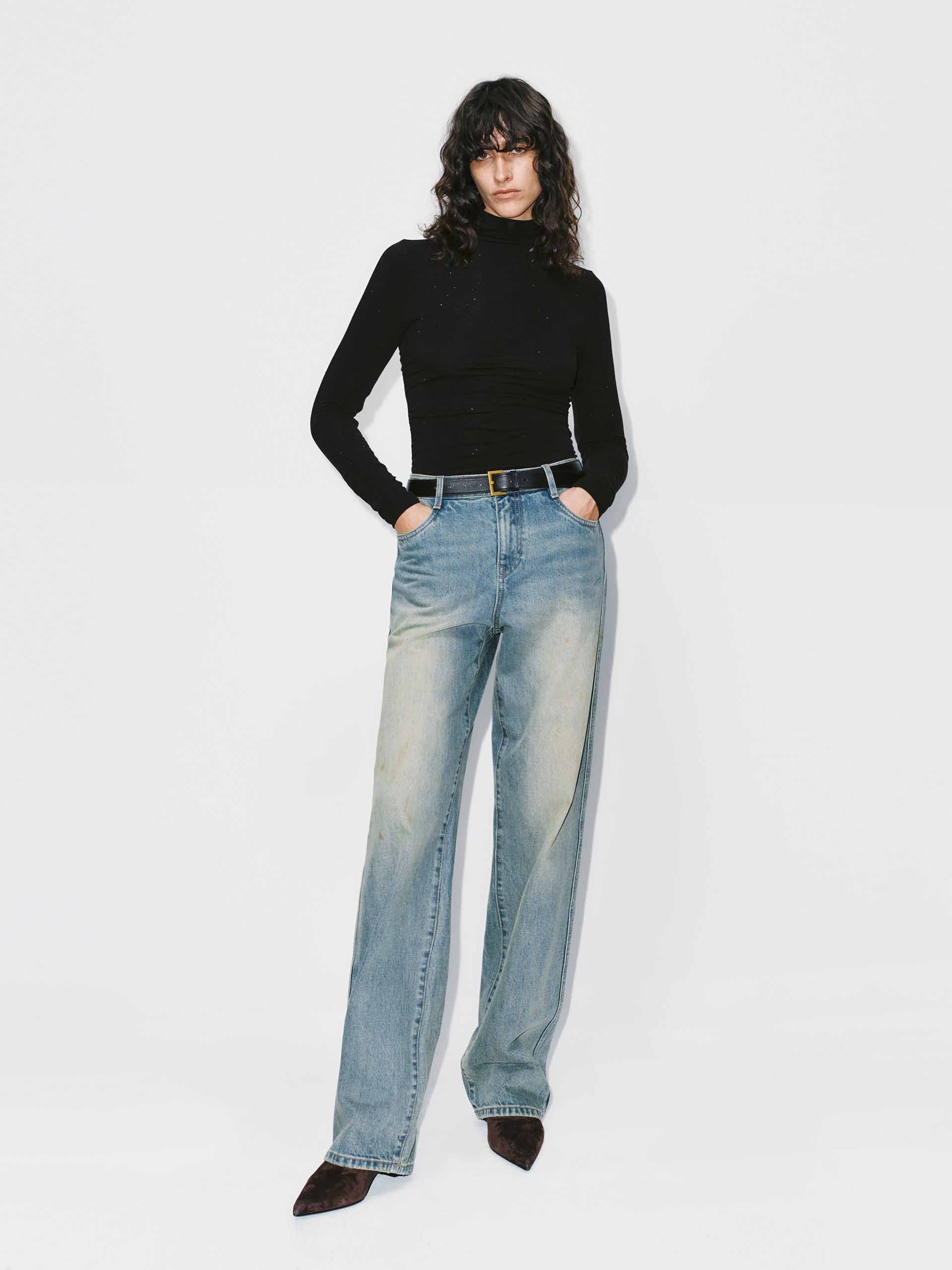Turtleneck Rhinestone Blouse