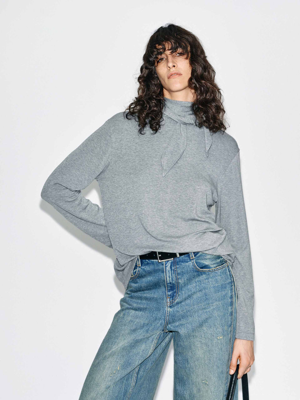 Tie Detail Turtleneck Blouse