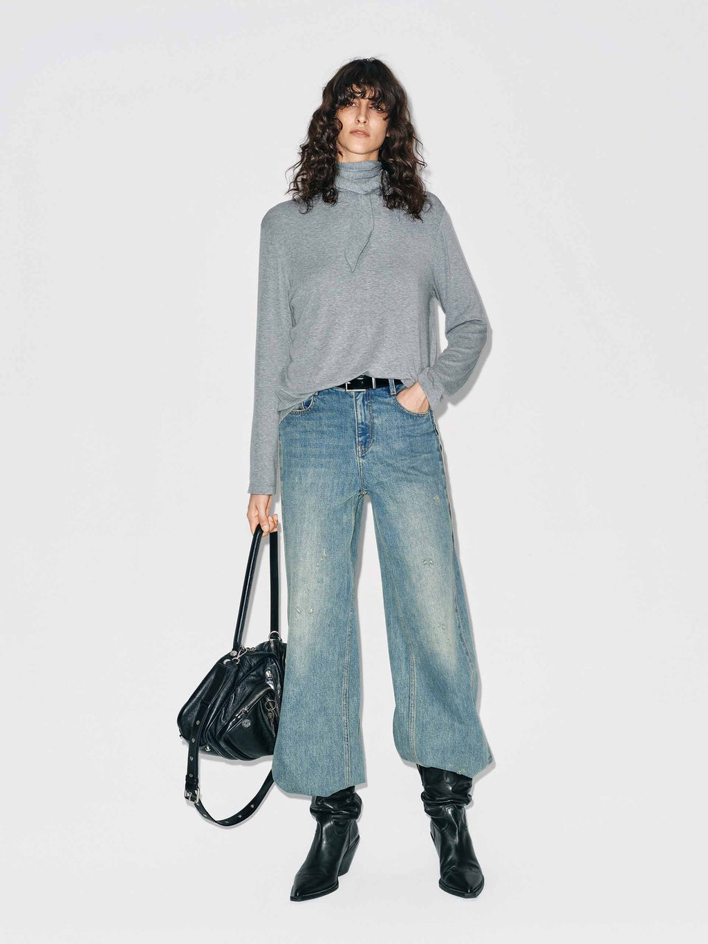 Tie Detail Turtleneck Blouse