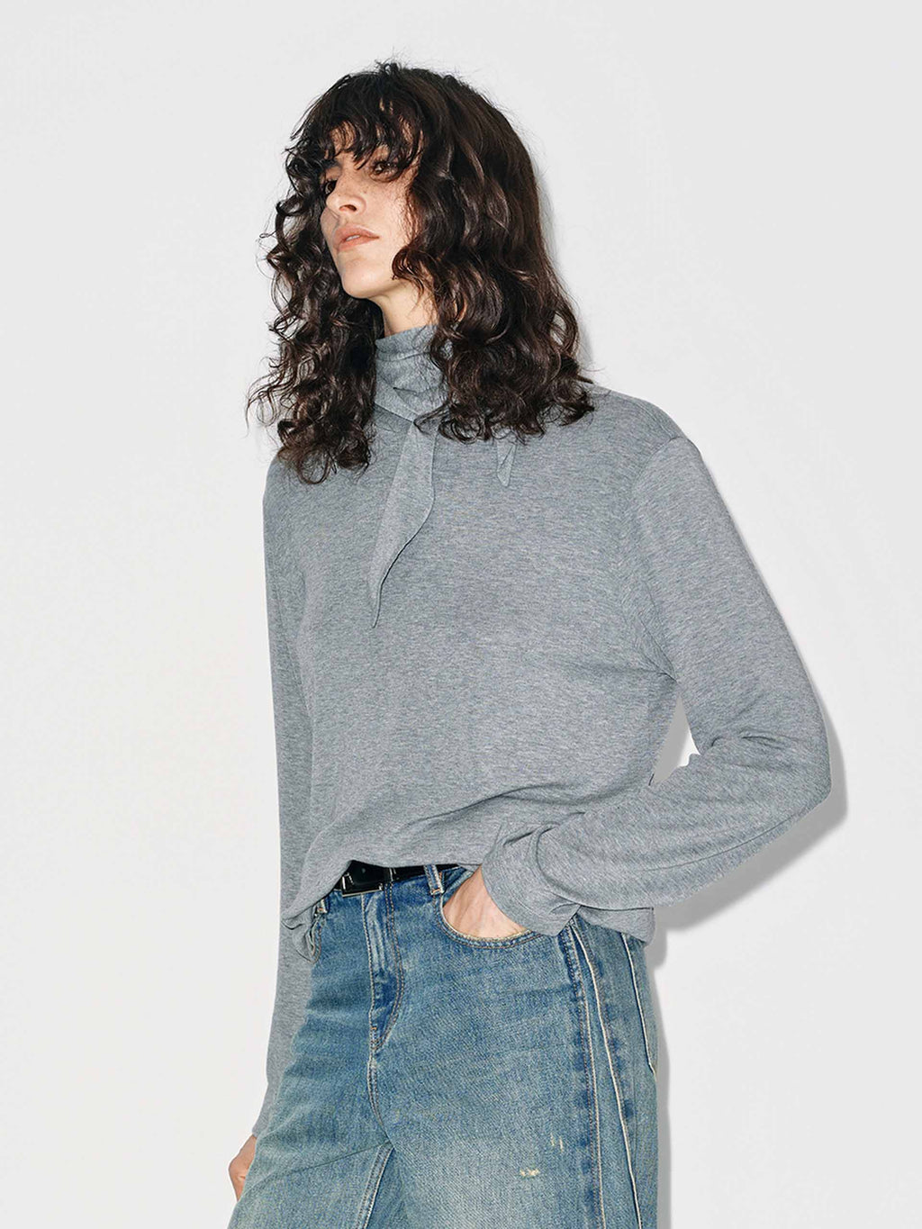 Tie Detail Turtleneck Blouse