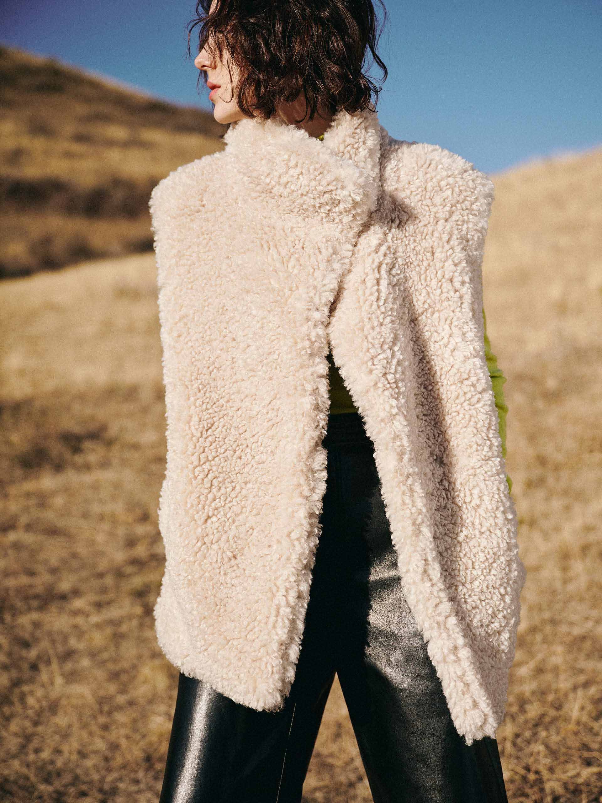 Faux Shearling Turtleneck Waistcoat
