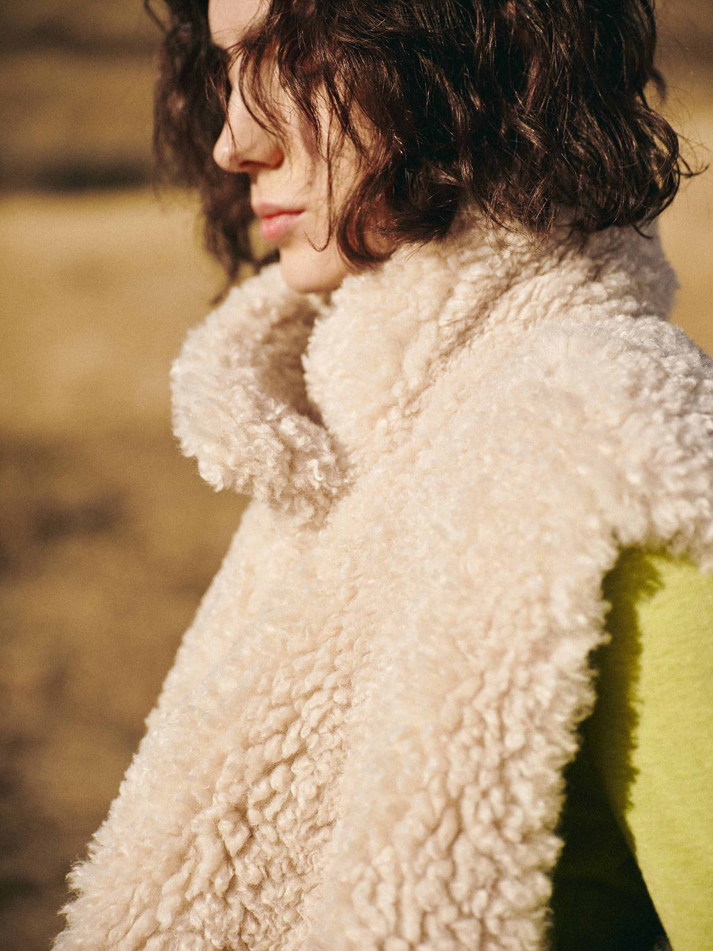 Faux Shearling Turtleneck Waistcoat