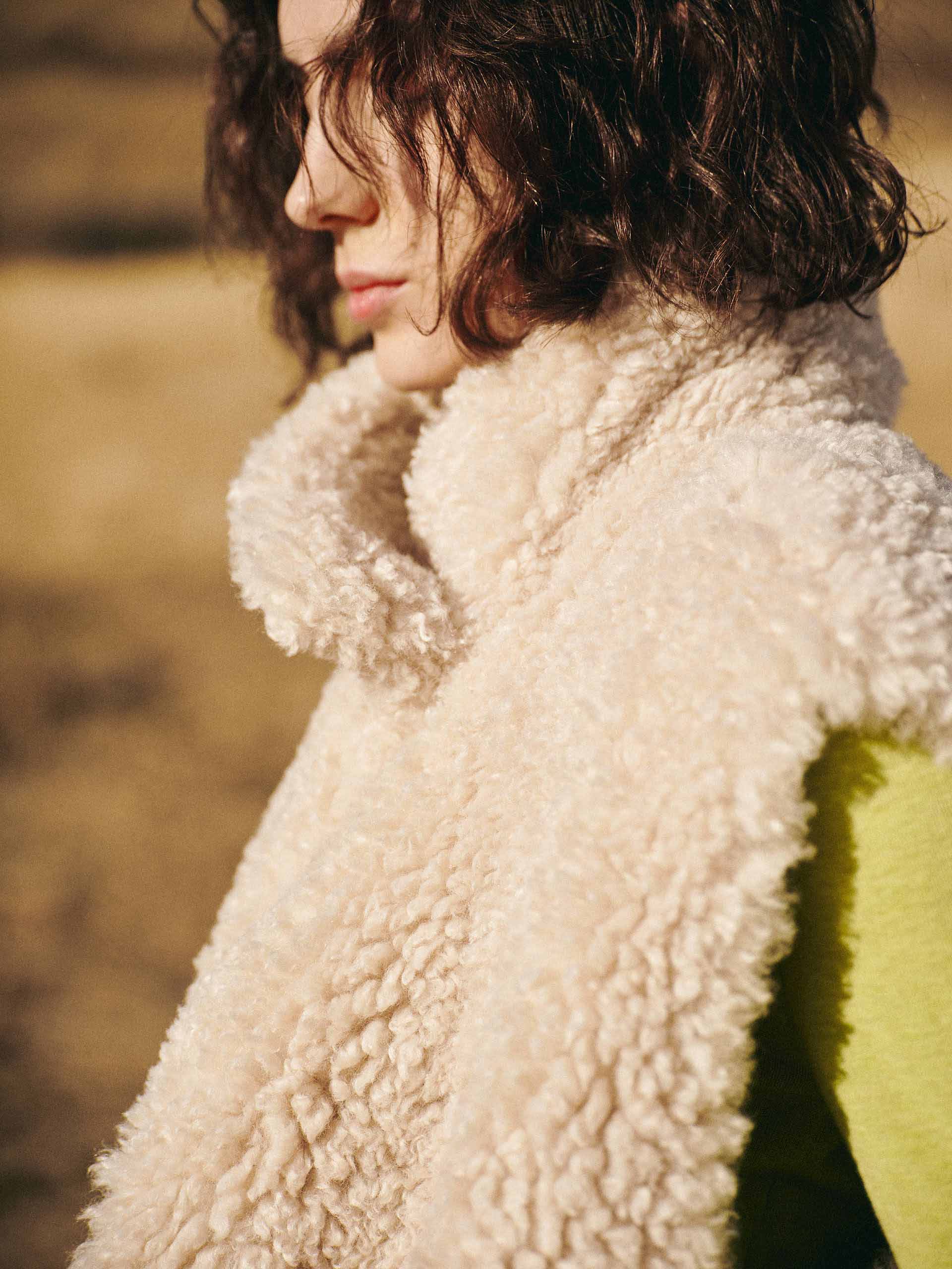 Faux Shearling Turtleneck Waistcoat
