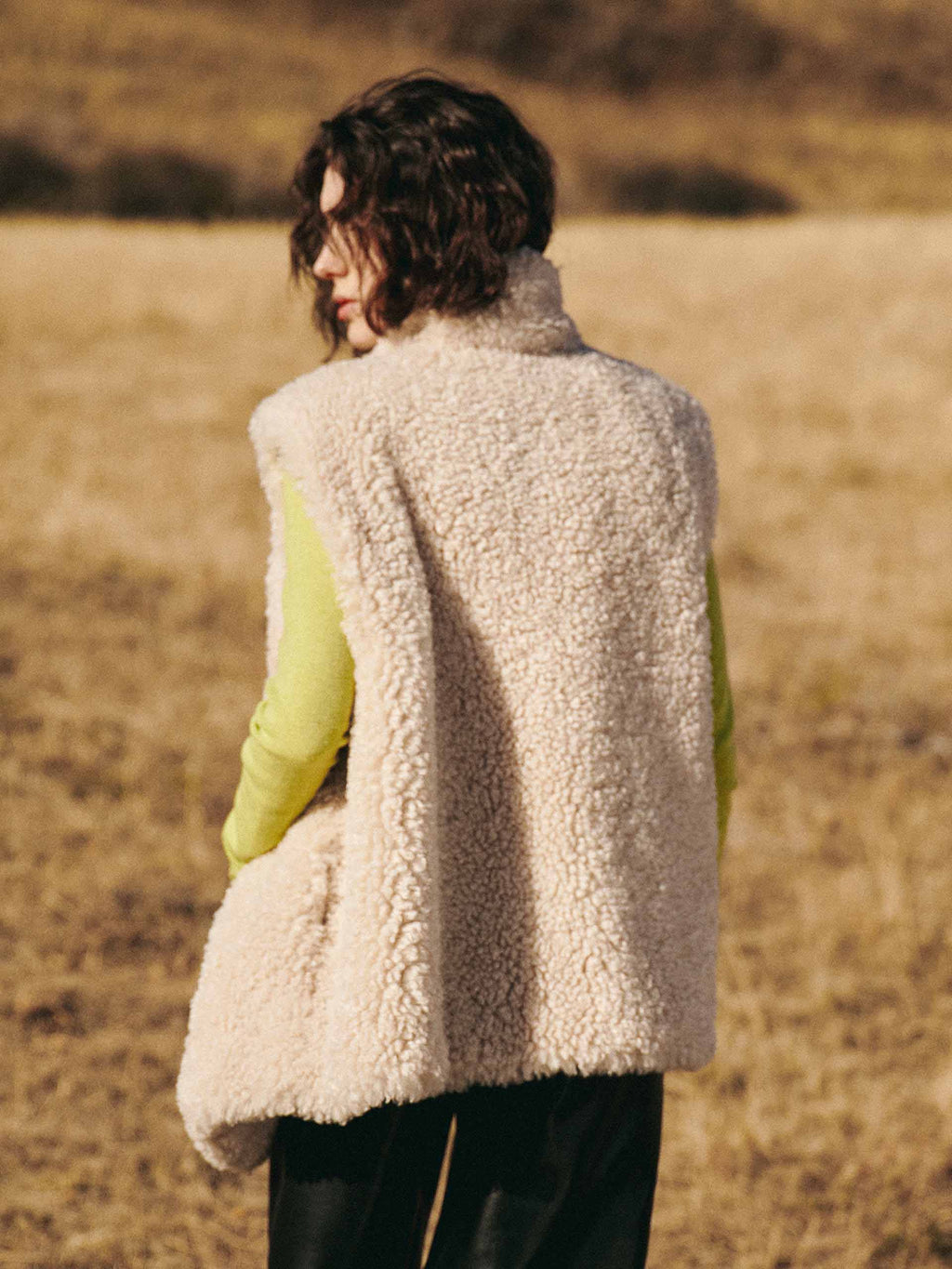 Faux Shearling Turtleneck Waistcoat