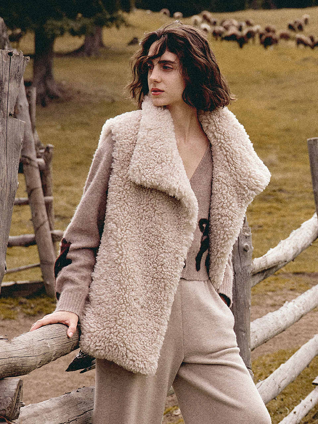 Faux Shearling Turtleneck Waistcoat
