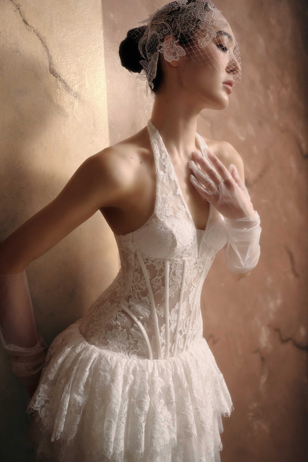 Celestine Lace Peplum Gown (Pre-Order 14 Days)