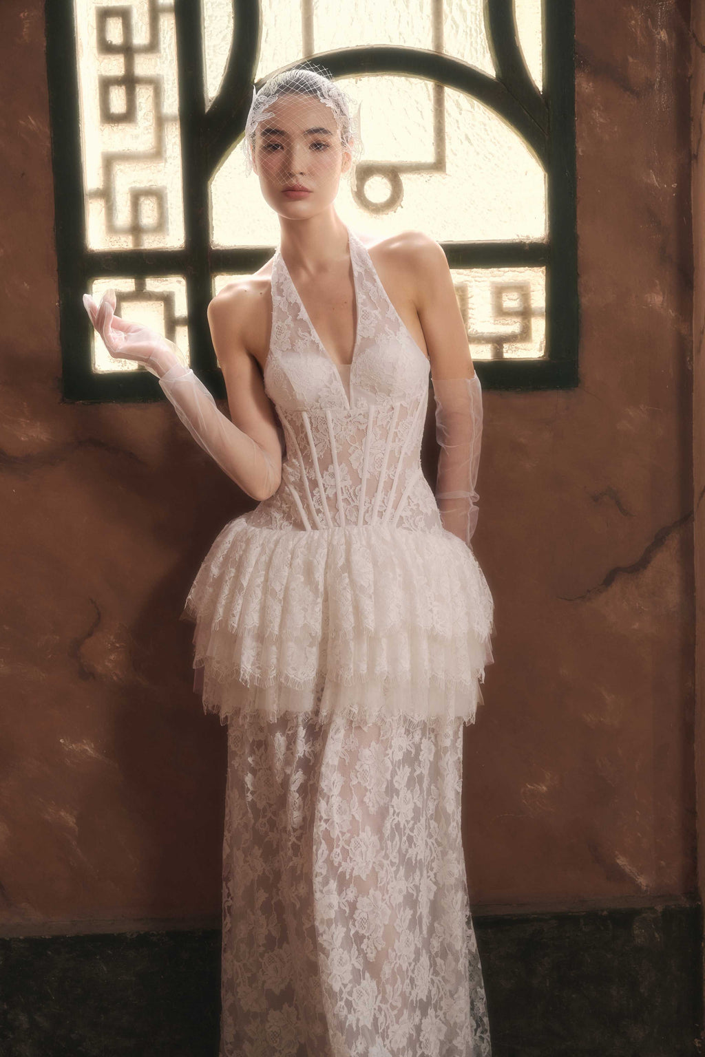 Celestine Lace Peplum Gown (Pre-Order 14 Days)