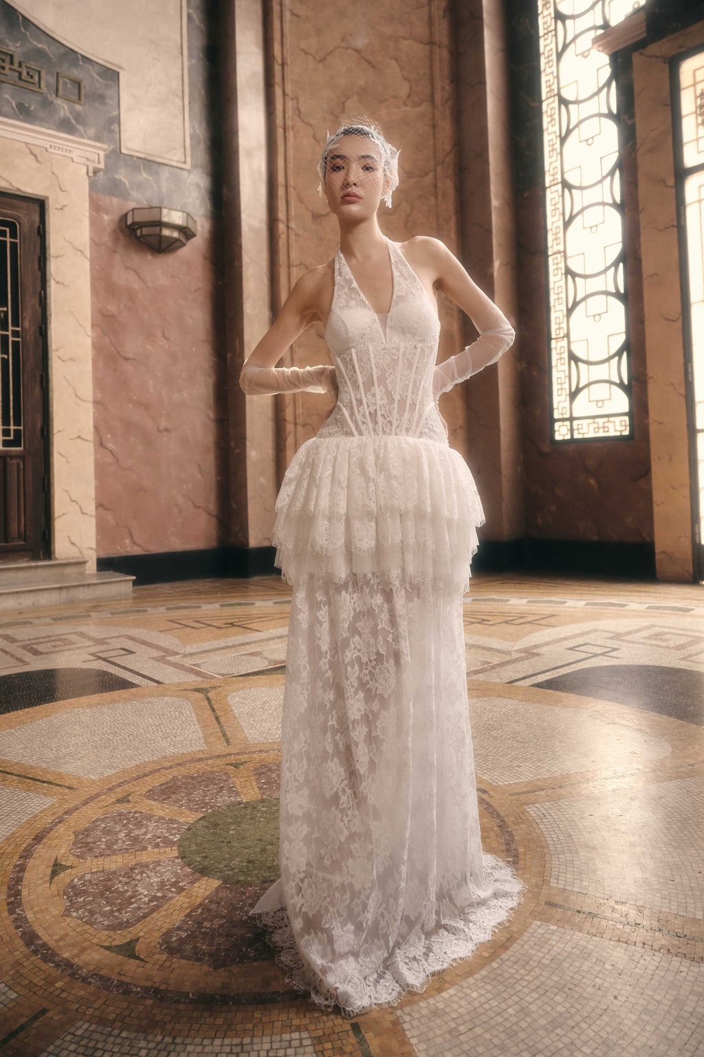 Celestine Lace Peplum Gown (Pre-Order 14 Days)