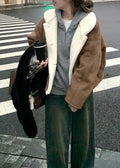 New Coffee Peter Pan Collar Pockets Fleece Wool Lined Coats Winter