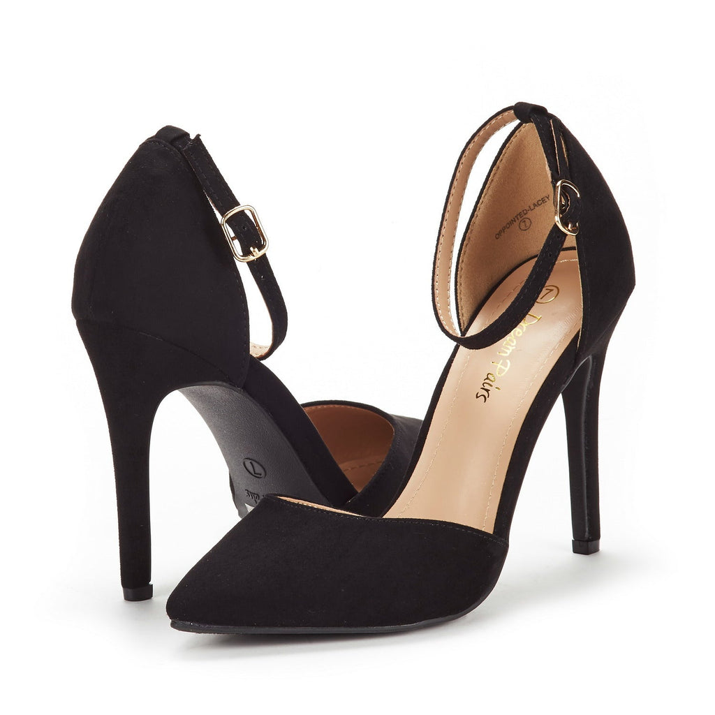Ankle Strap Pointed Toe Stiletto Heels Pumps