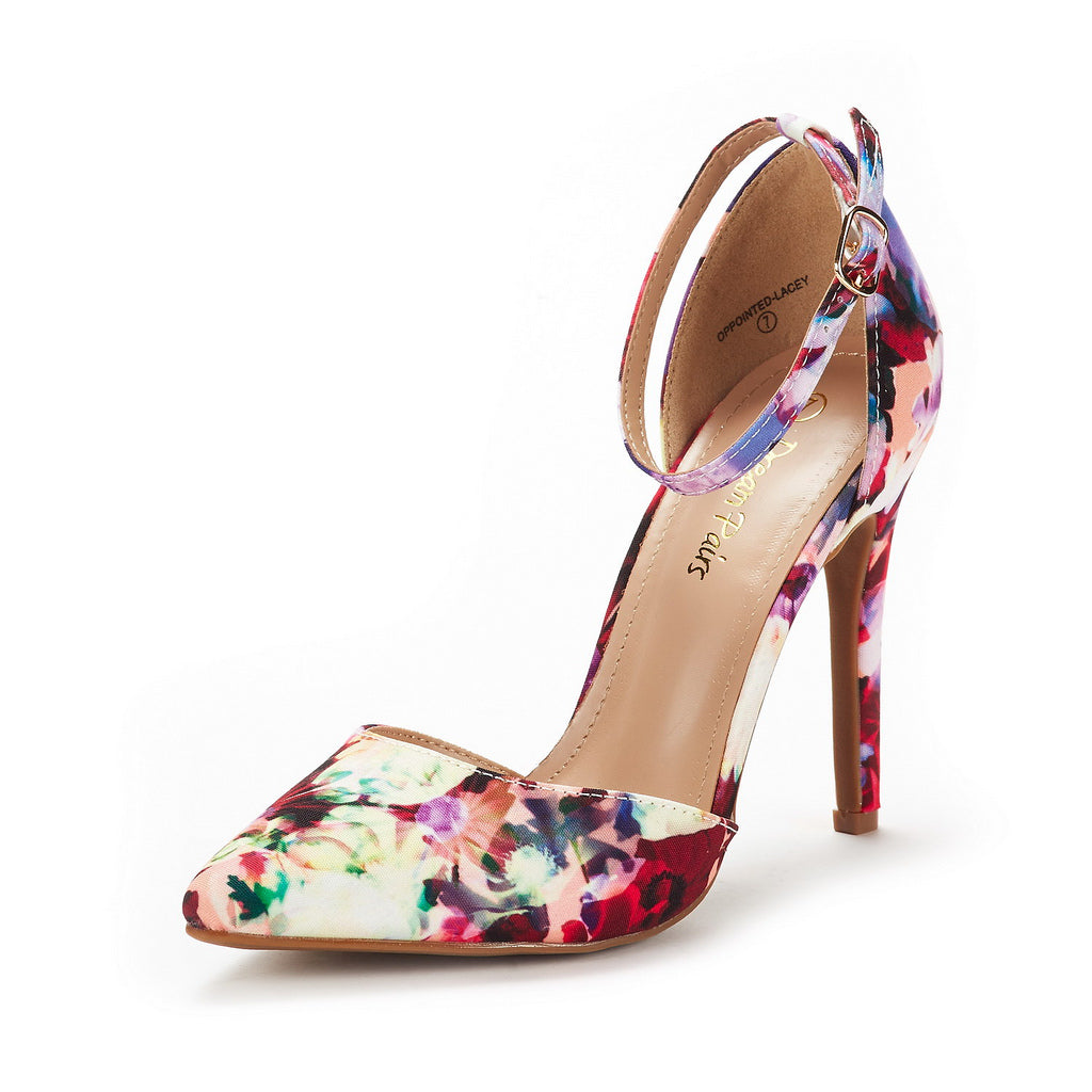 Ankle Strap Pointed Toe Stiletto Heels Pumps