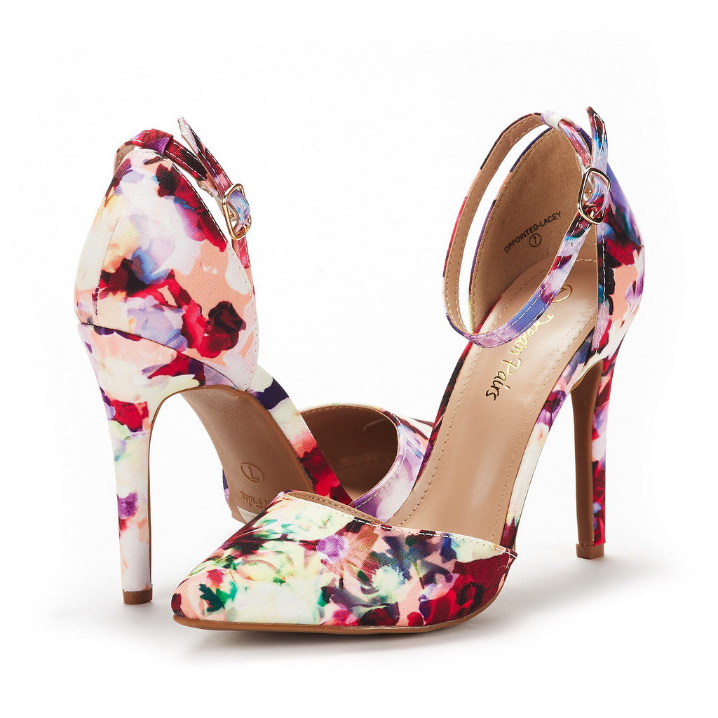 Ankle Strap Pointed Toe Stiletto Heels Pumps