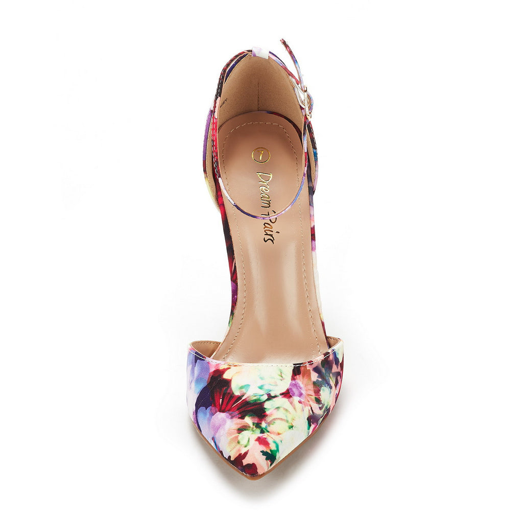 Ankle Strap Pointed Toe Stiletto Heels Pumps