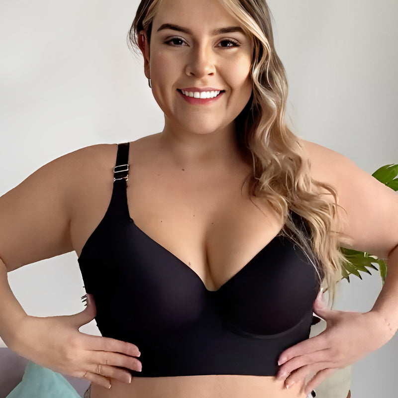 SheCurve® Smoothing Back Push-Up Enhancing Bra - Black+Beige (2 PACK）