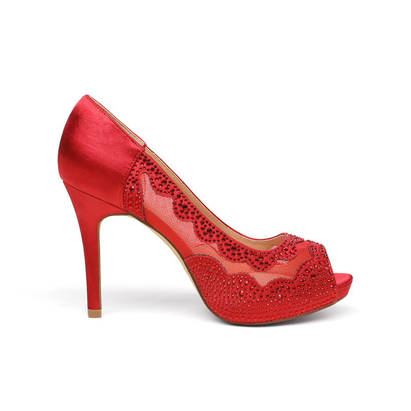 Open Toe Rhinestone Pump Heel Sandals