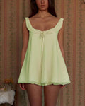 Sexy Backless Princess Neck A-Line Top & Mini Shorts Set