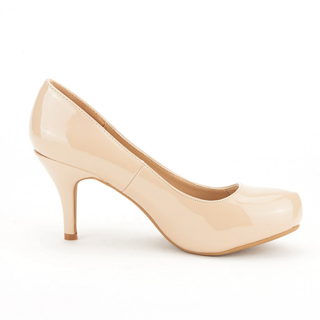 Low Stiletto Heel Platform Pumps