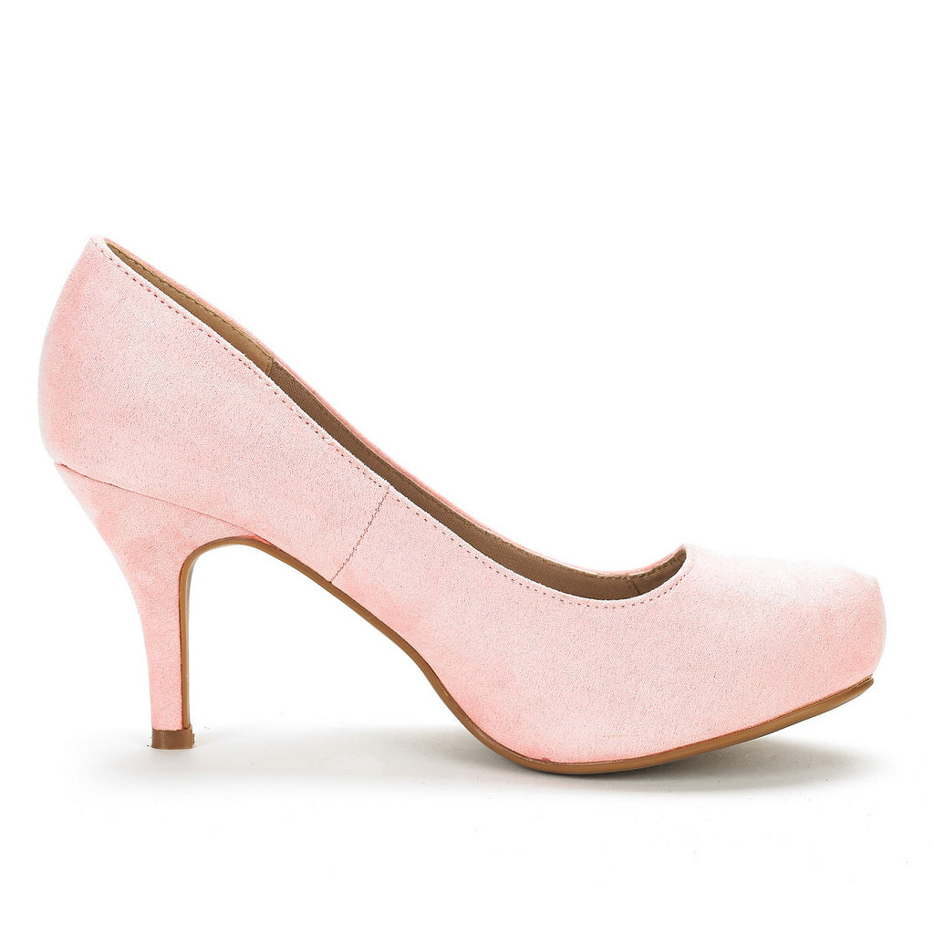 Low Stiletto Heel Platform Pumps