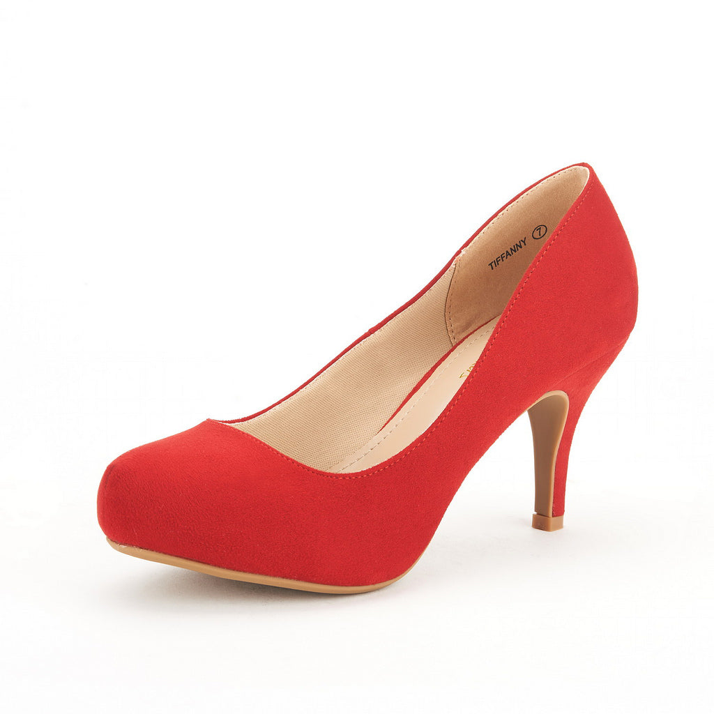 Low Stiletto Heel Platform Pumps