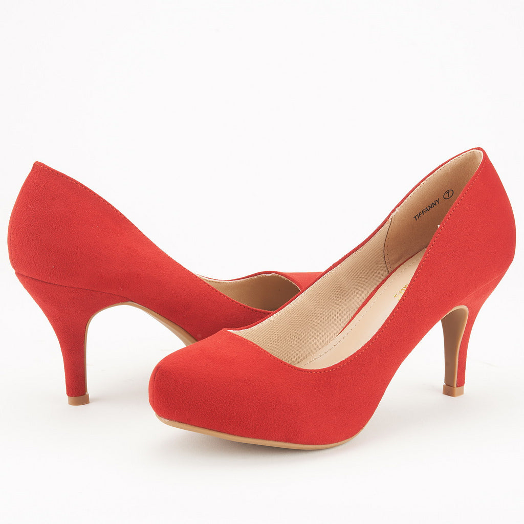 Low Stiletto Heel Platform Pumps