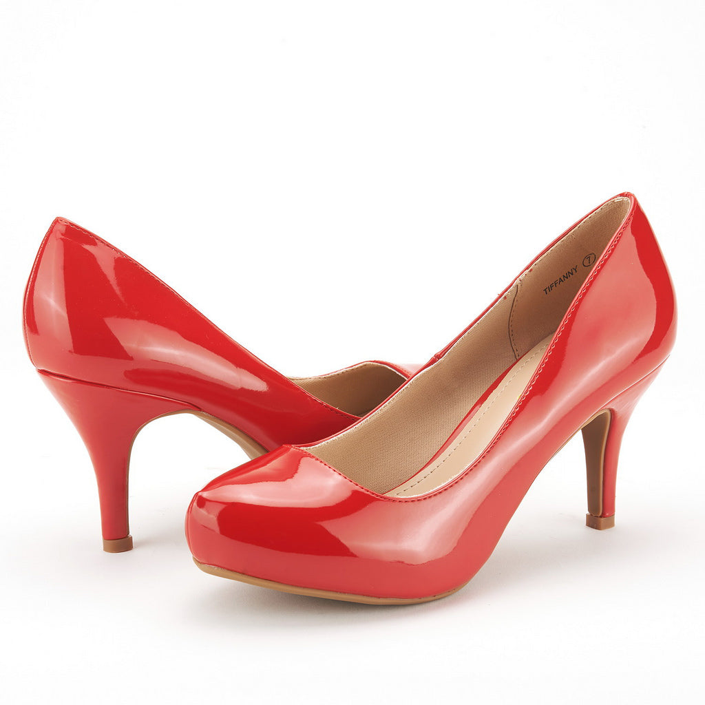 Low Stiletto Heel Platform Pumps