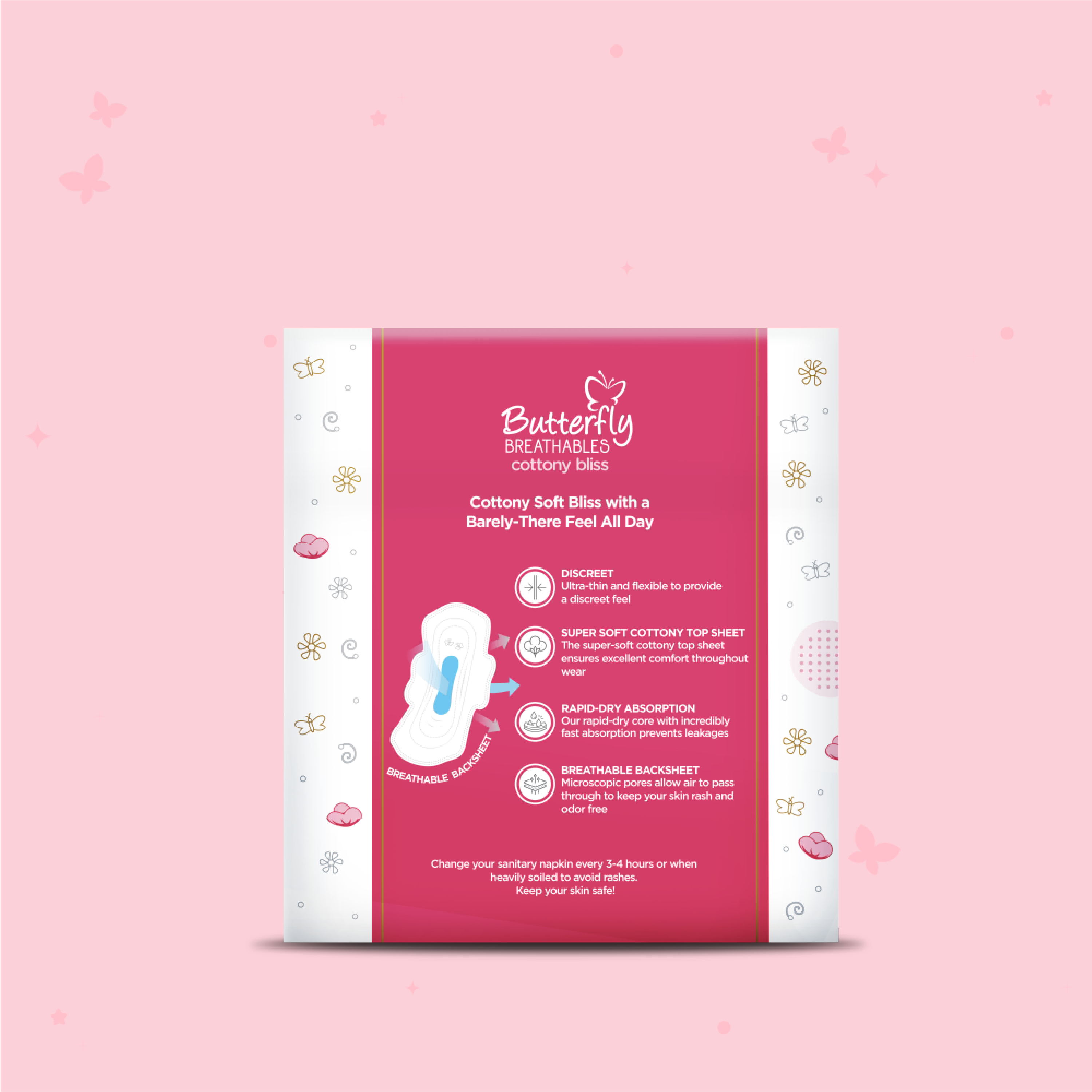 Butterfly Breathables Ultra-Thin Cottony Sheet Sanitary Pads Extra Long 10 Pcs
