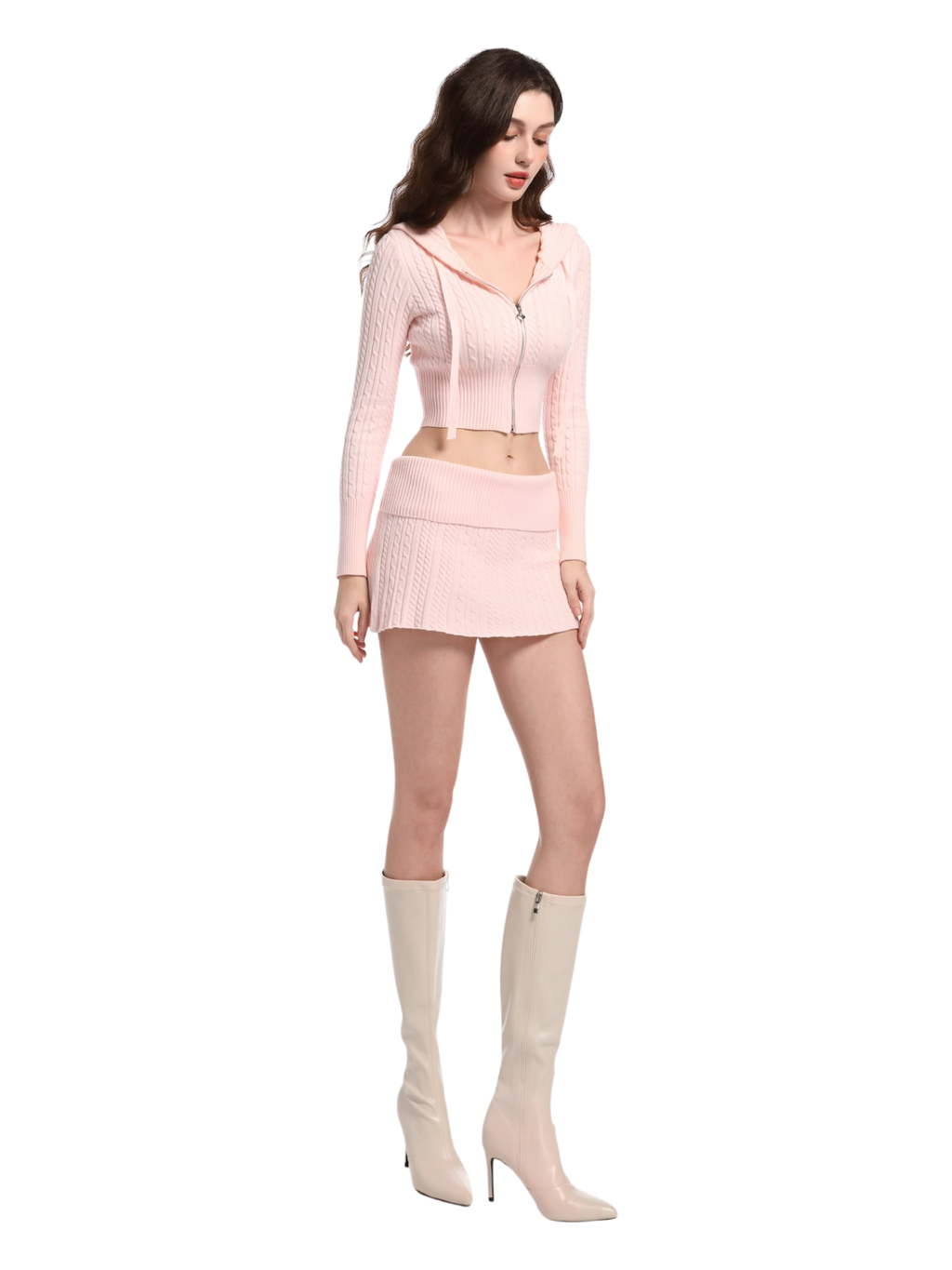 Strawberry Milk Cable Knit Set (Pink)