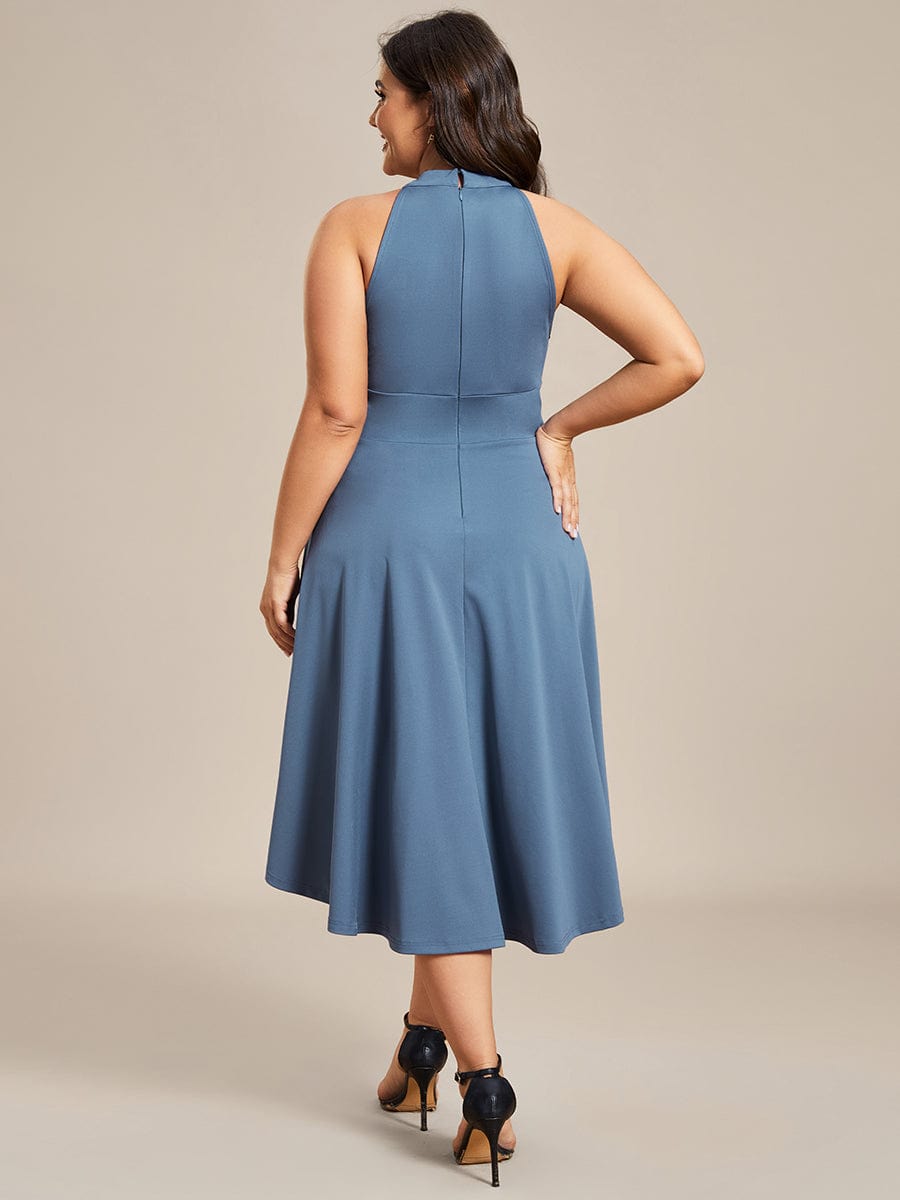 Chic Halterneck Knee-Length Wedding Guest Dress