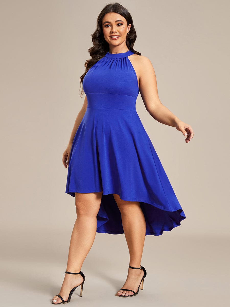 Chic Halterneck Knee-Length Wedding Guest Dress