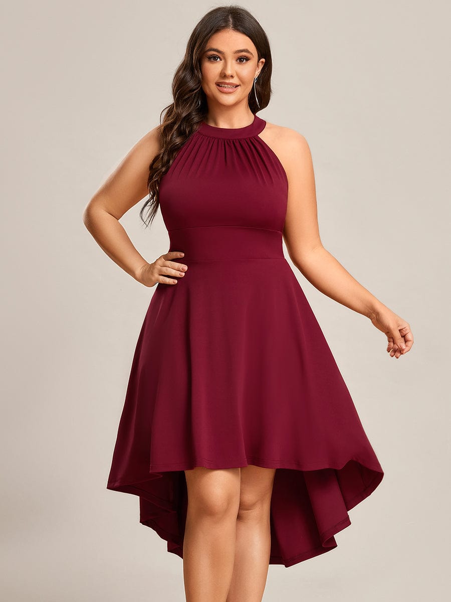 Chic Halterneck Knee-Length Wedding Guest Dress