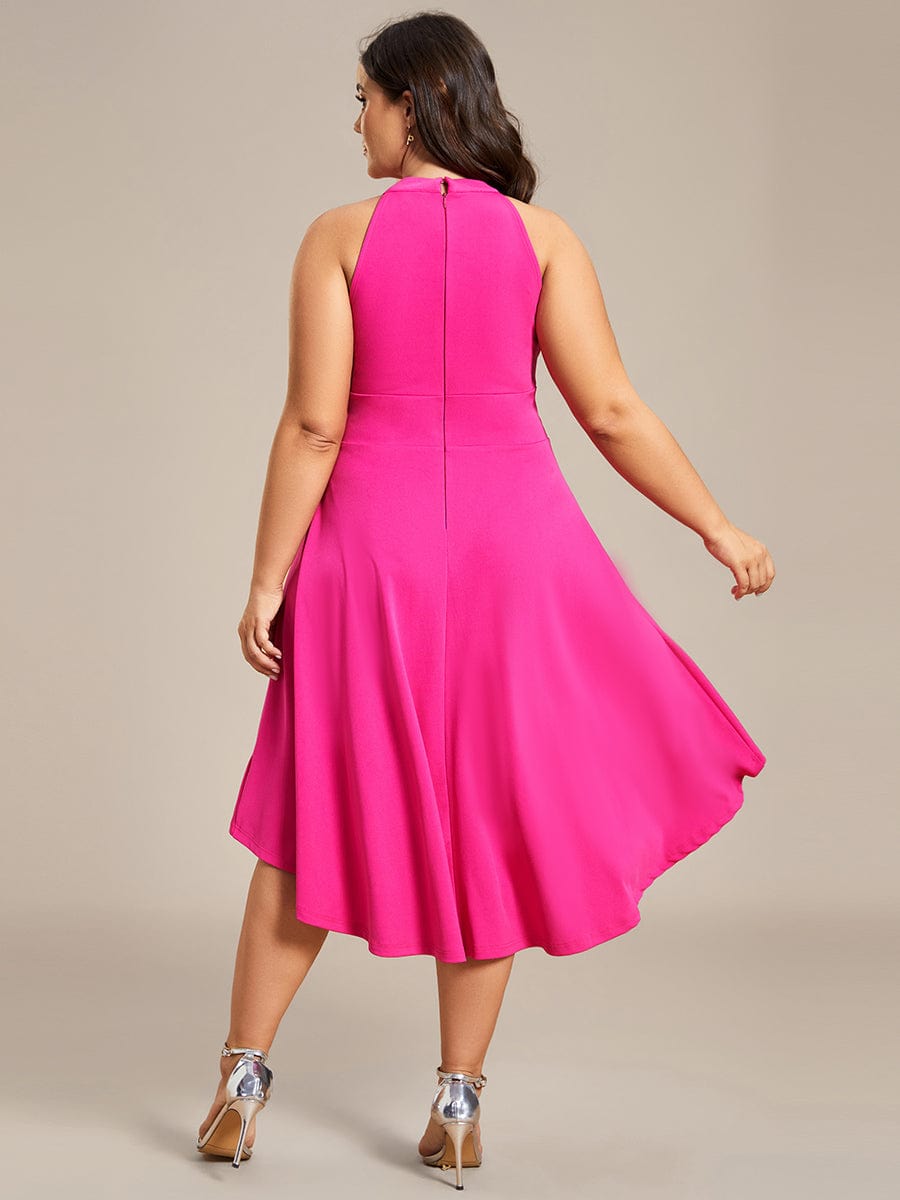 Chic Halterneck Knee-Length Wedding Guest Dress