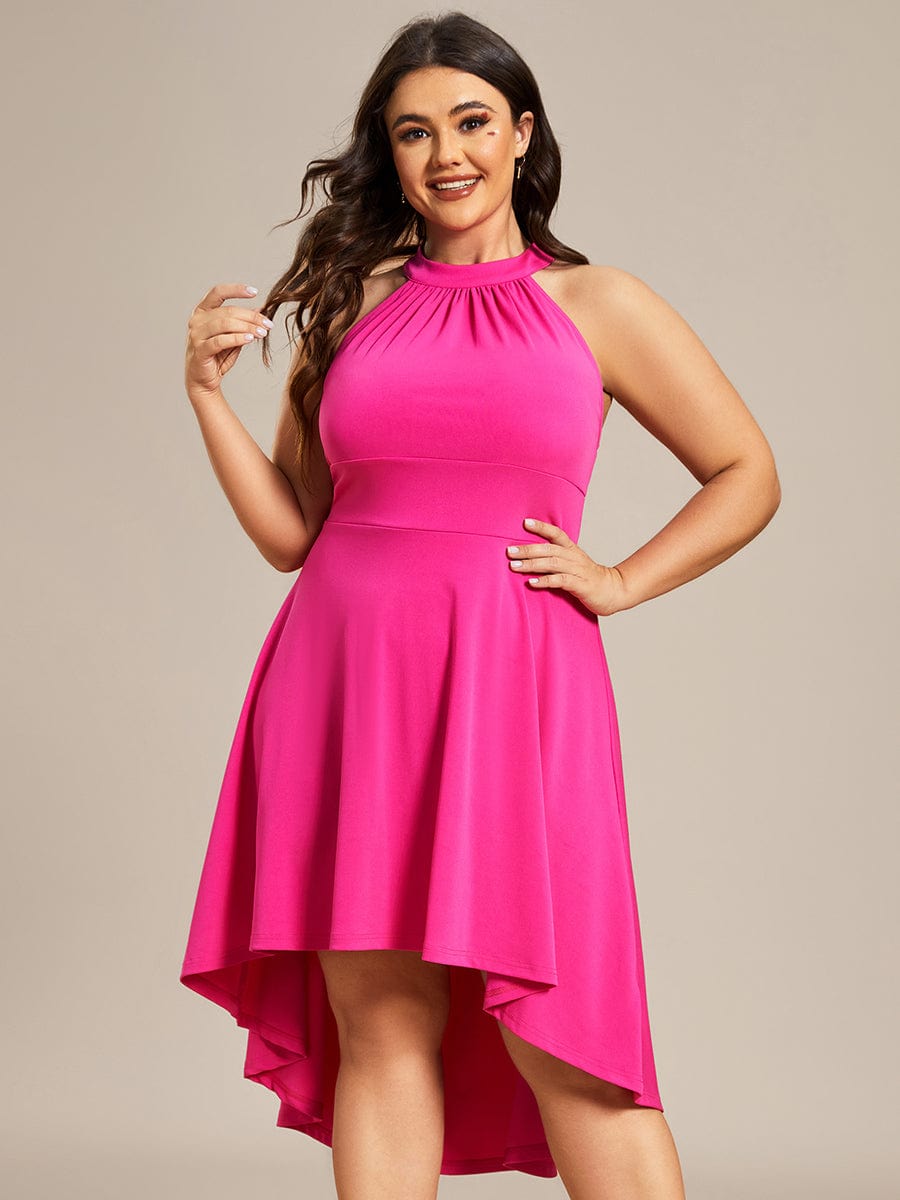 Chic Halterneck Knee-Length Wedding Guest Dress