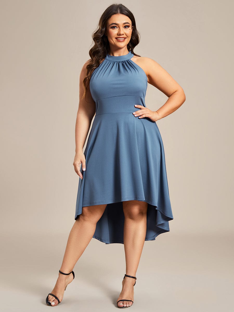 Chic Halterneck Knee-Length Wedding Guest Dress