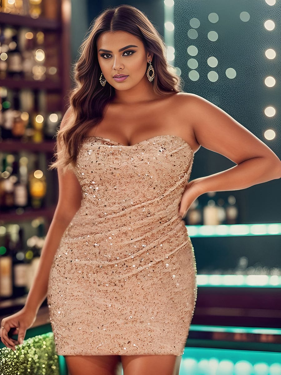 Short Strapless Sequin Backless Homecoming Dress