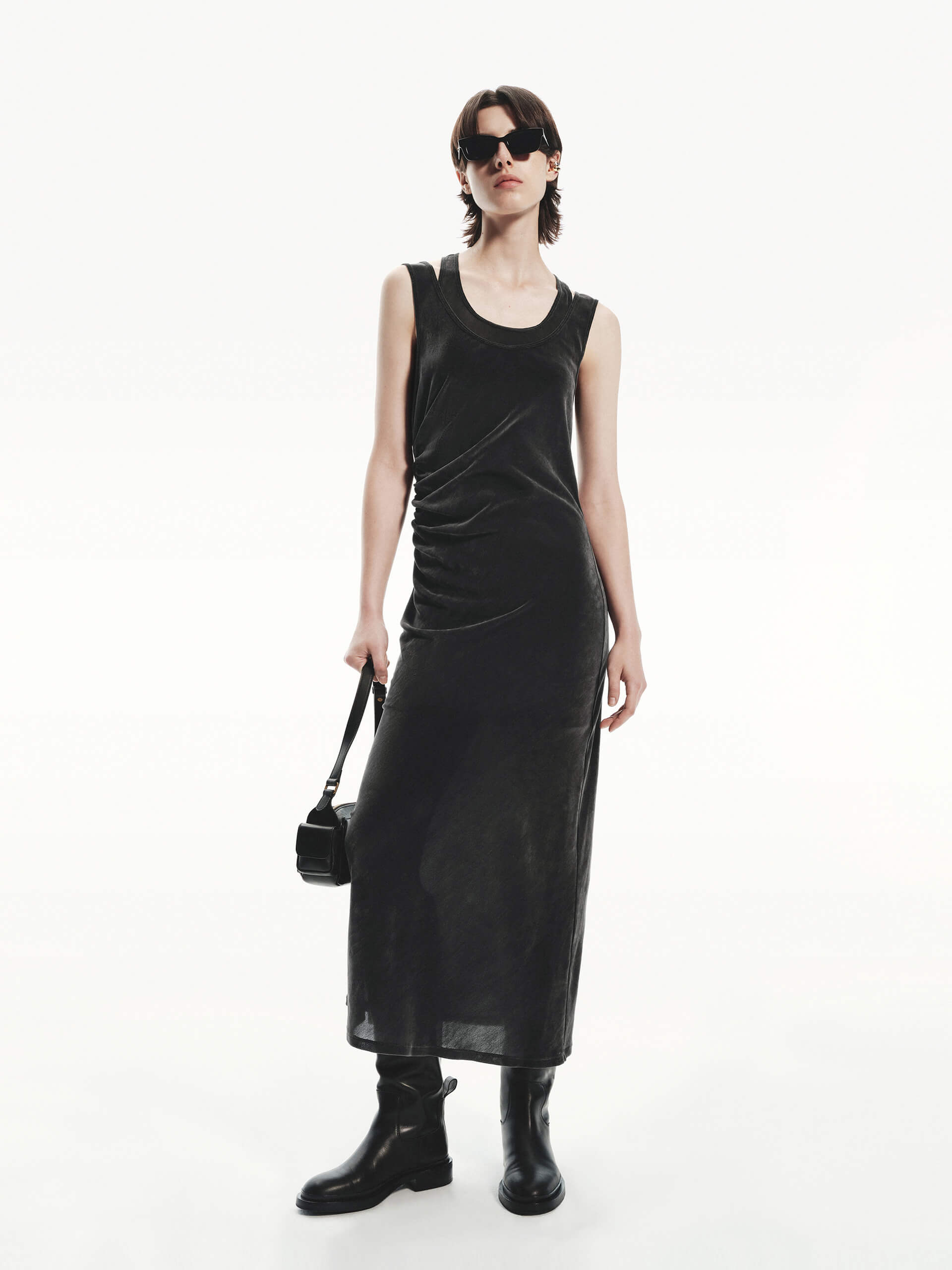 Velvet Textured Midi Dress