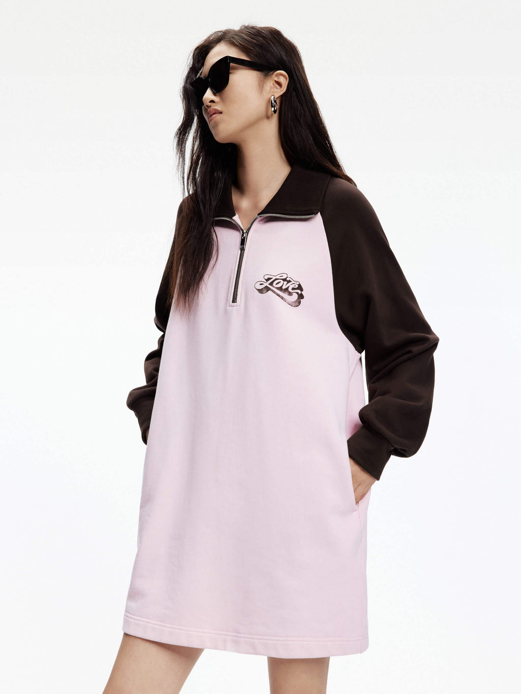 Contrast Polo Collar Mini Dress