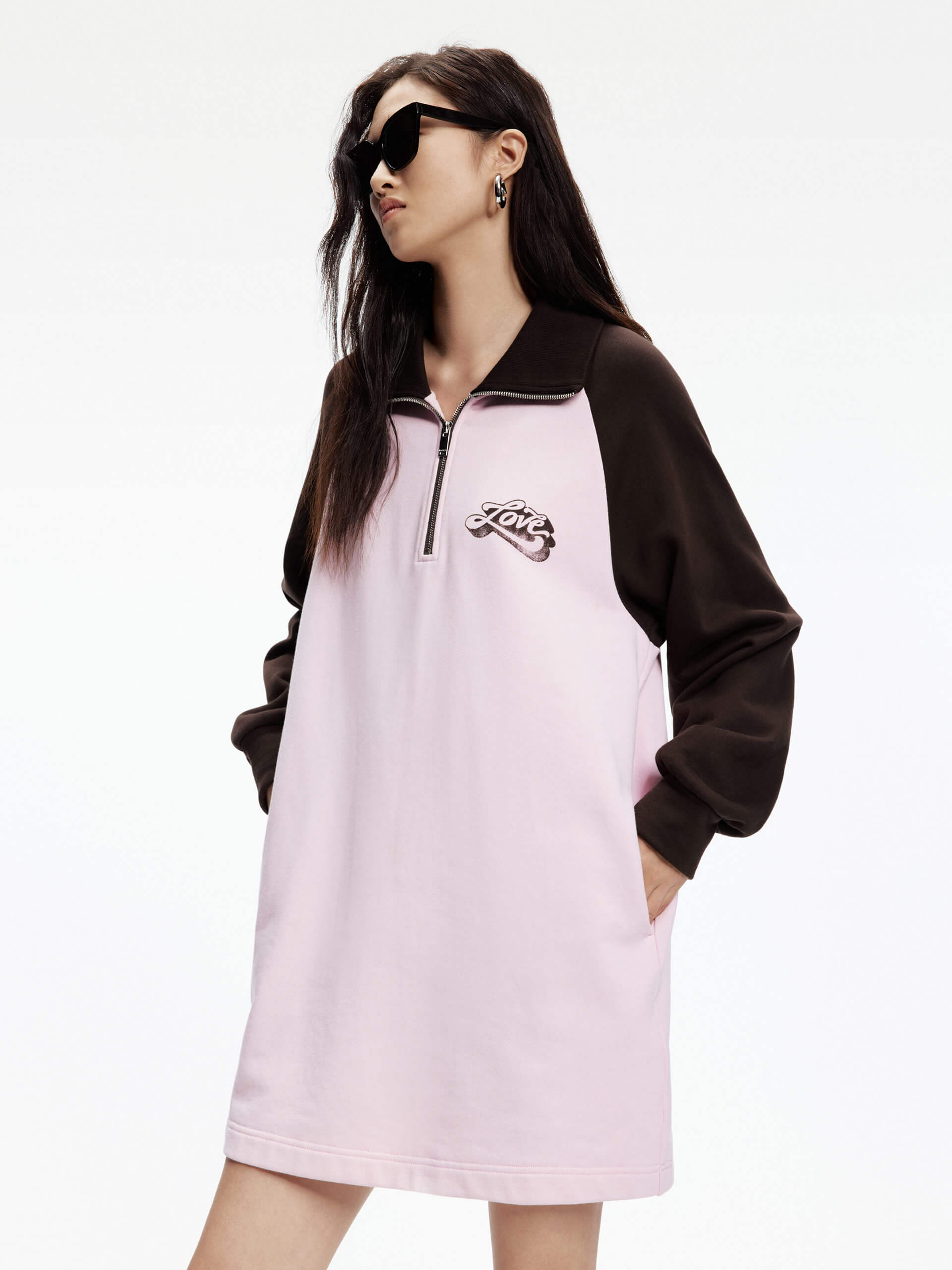 Contrast Polo Collar Mini Dress