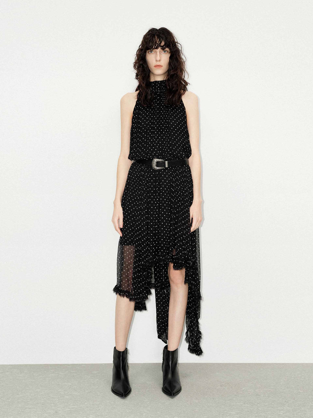 Irregular Hem Polka Dot Dress