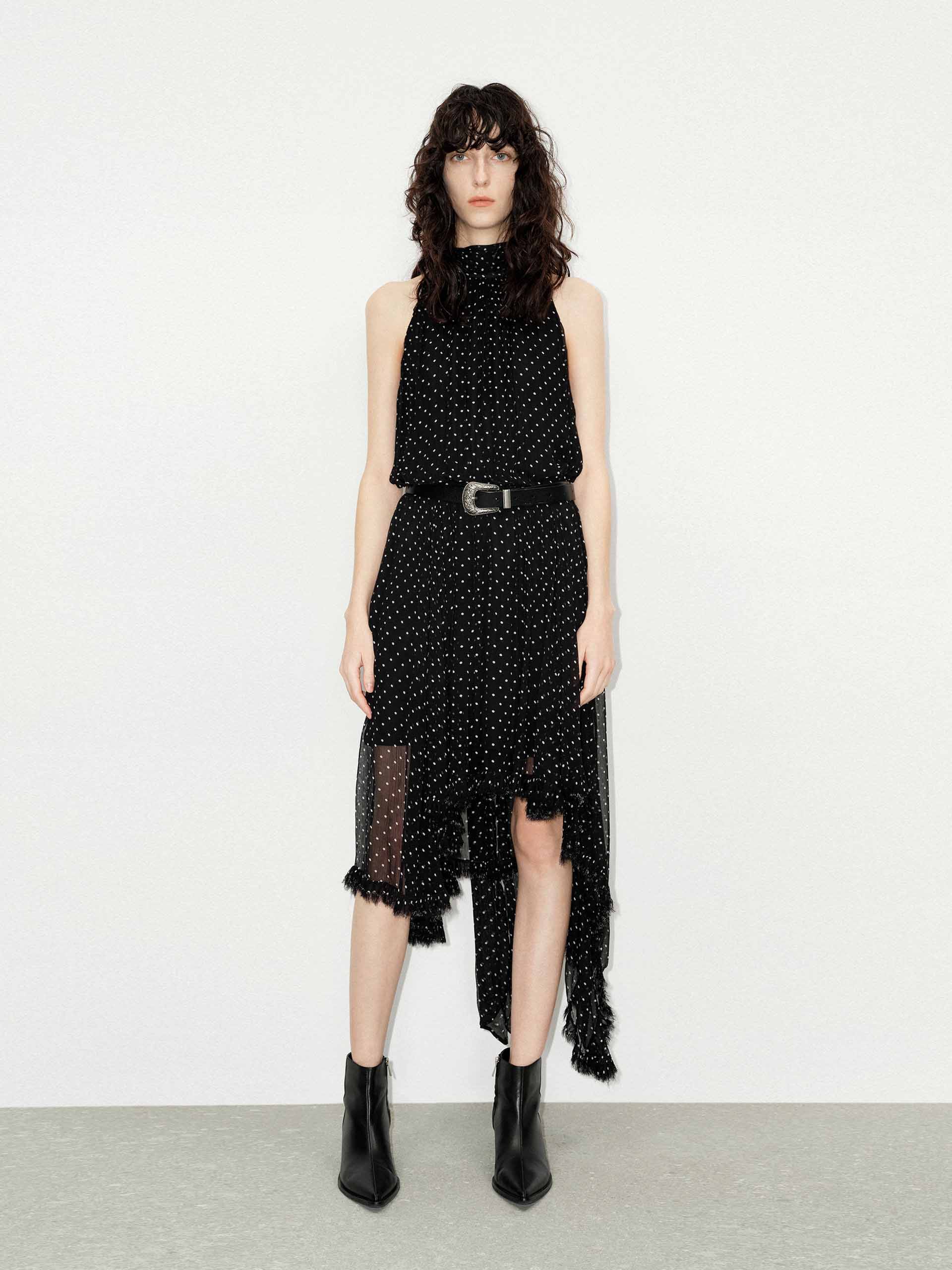 Irregular Hem Polka Dot Dress