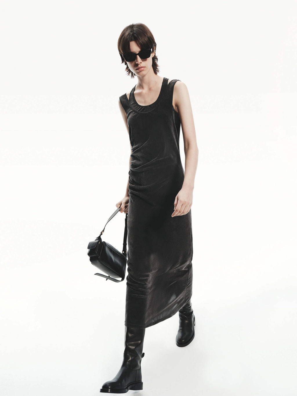 Velvet Textured Midi Dress