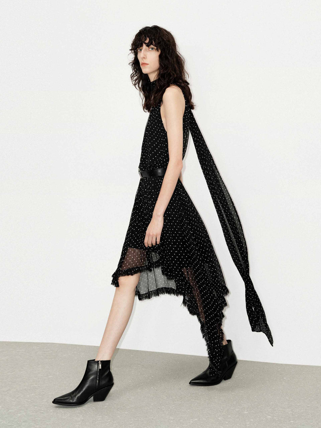 Irregular Hem Polka Dot Dress