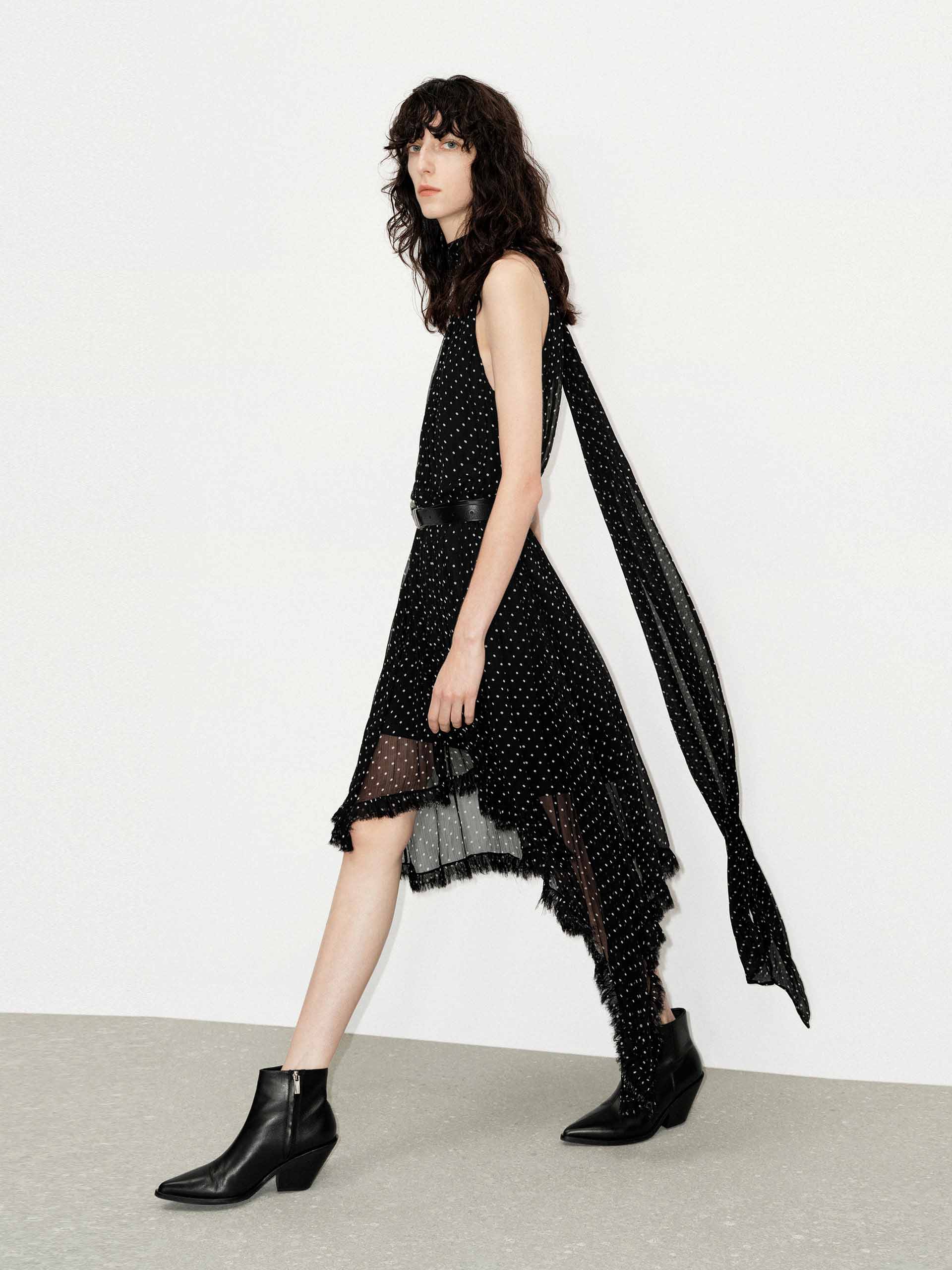 Irregular Hem Polka Dot Dress