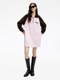 Contrast Polo Collar Mini Dress