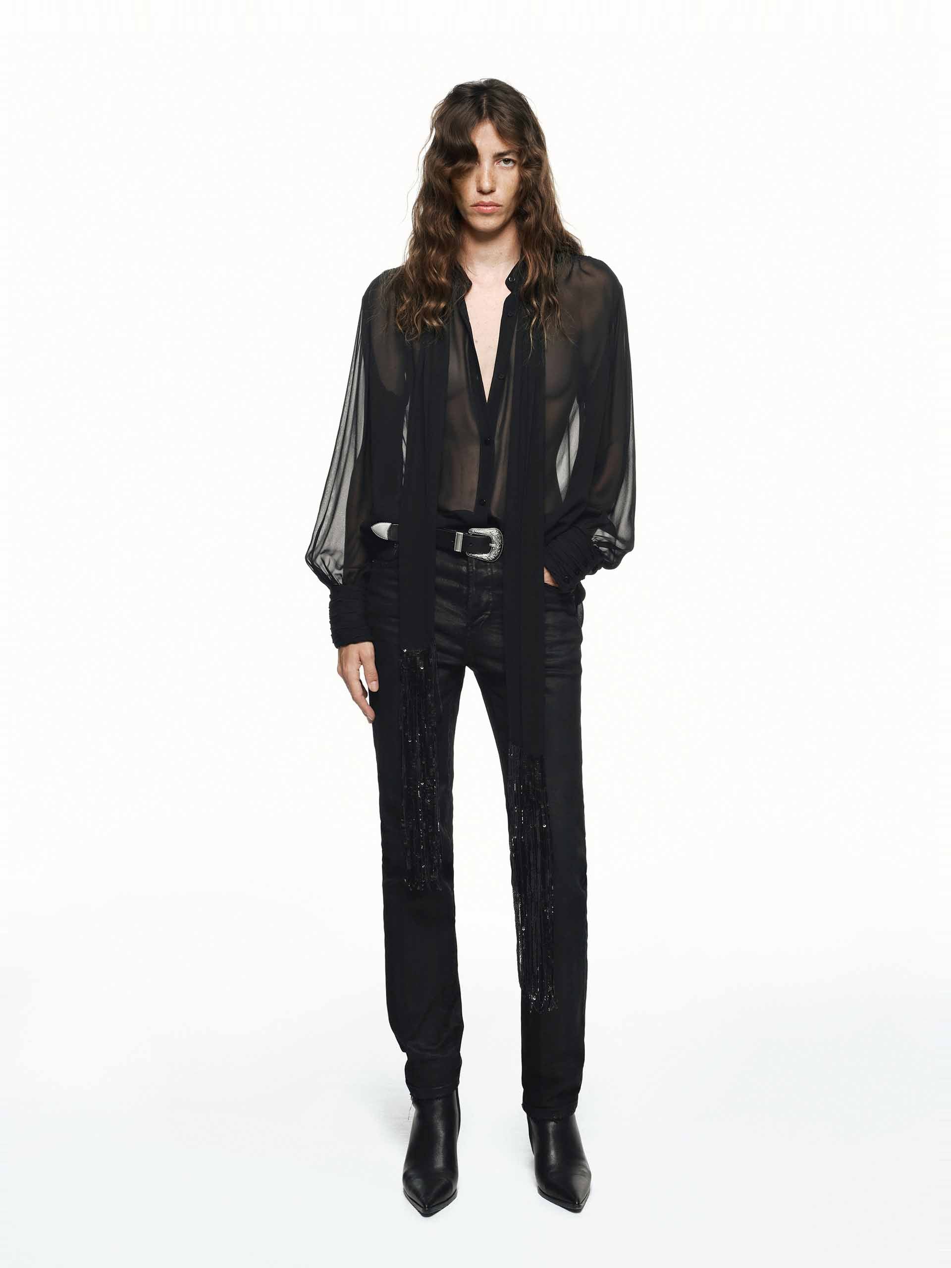 Sheer Silk Shirt with Lining