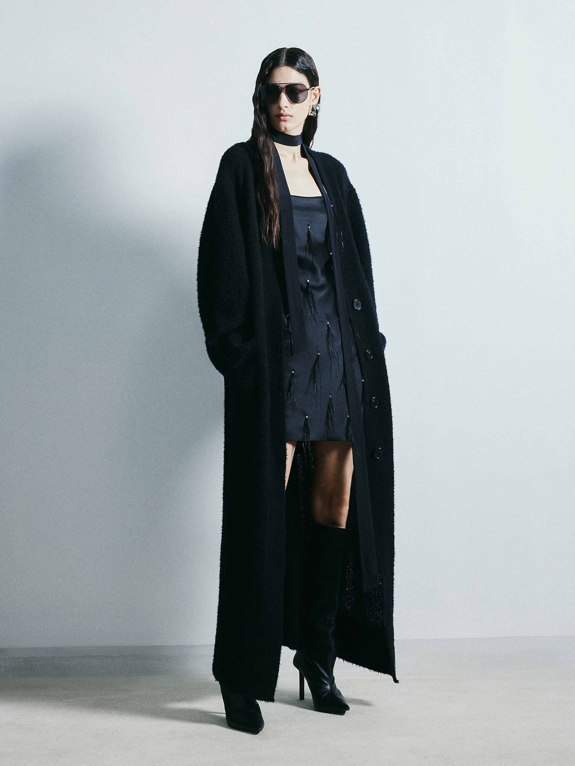 Wool Blend Long Cardigan